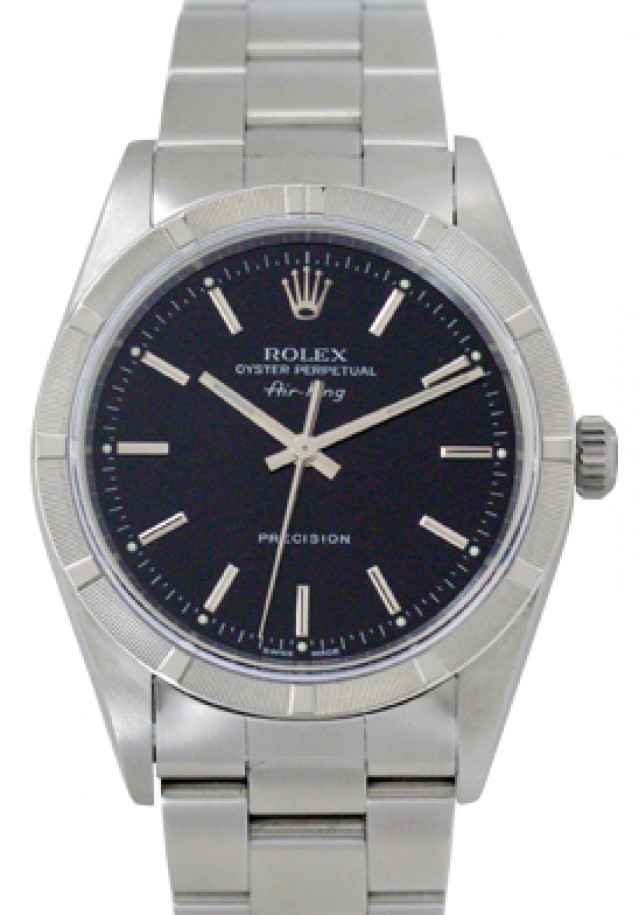 Rolex 14010 Steel on Oyster, Engine Turned Bezel Black with Silver Index